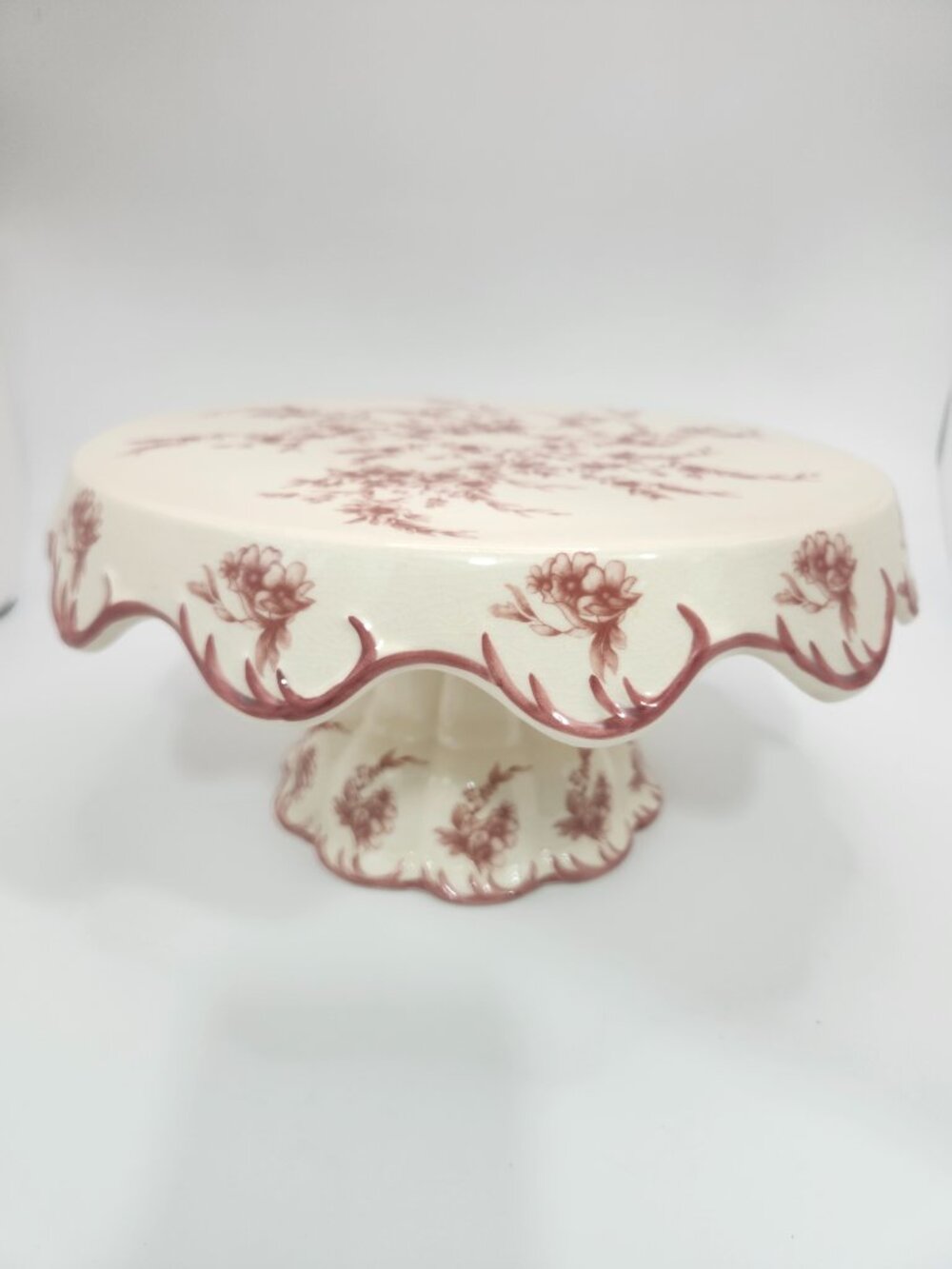 Vintage Cracker Barrel Red Transferware Cake Plate